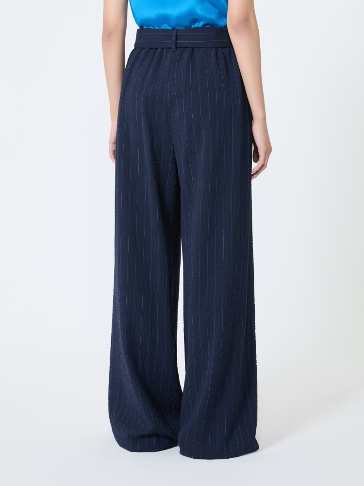 Pinstripe wool seersucker trousers - ULTRAMARINE - 3