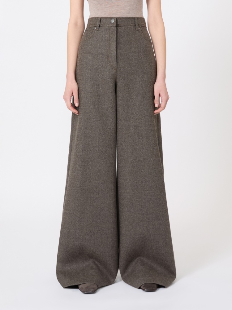 Szerokie spodnie z filcowanej wełny - BRĄZOWO-SZARY - Max Mara - 2