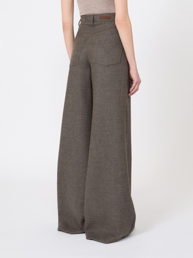 Szerokie spodnie z filcowanej wełny - BRĄZOWO-SZARY - Max Mara - 3