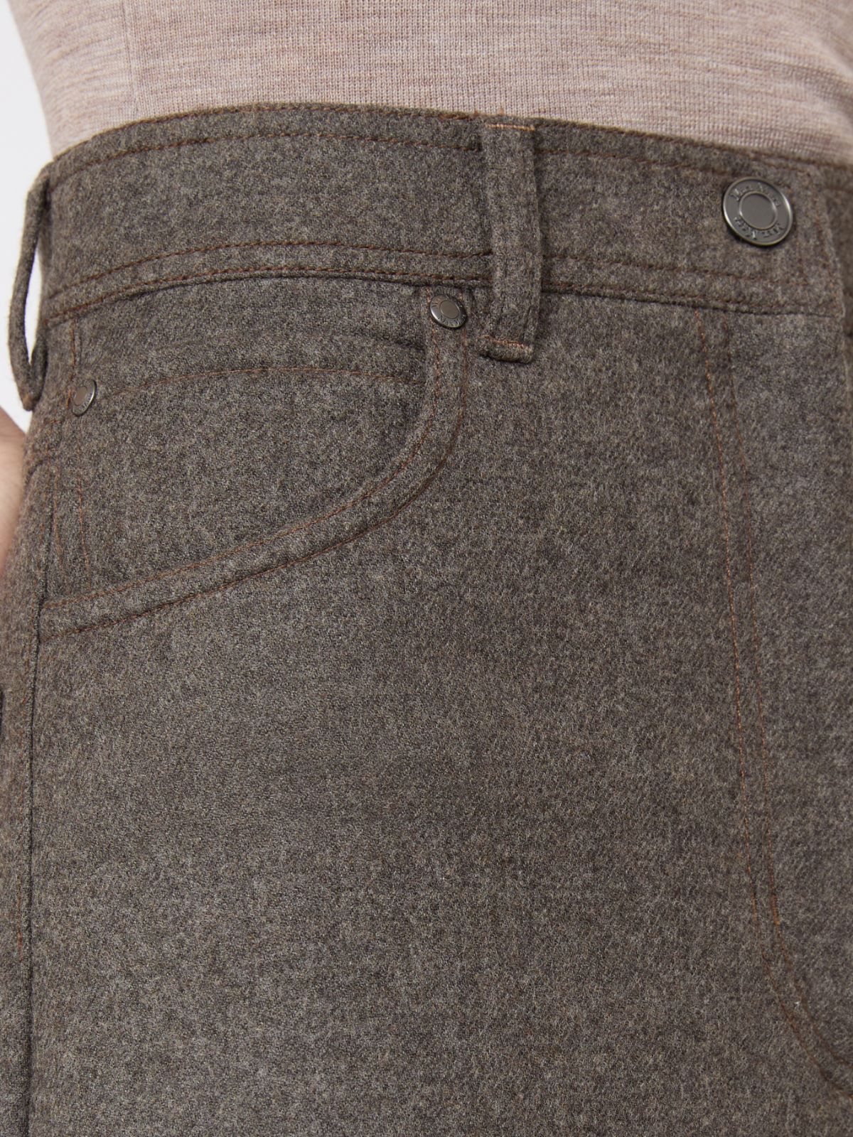 Szerokie spodnie z filcowanej wełny - BRĄZOWO-SZARY - Max Mara - 4