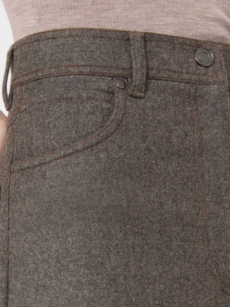 Szerokie spodnie z filcowanej wełny - BRĄZOWO-SZARY - Max Mara - 4