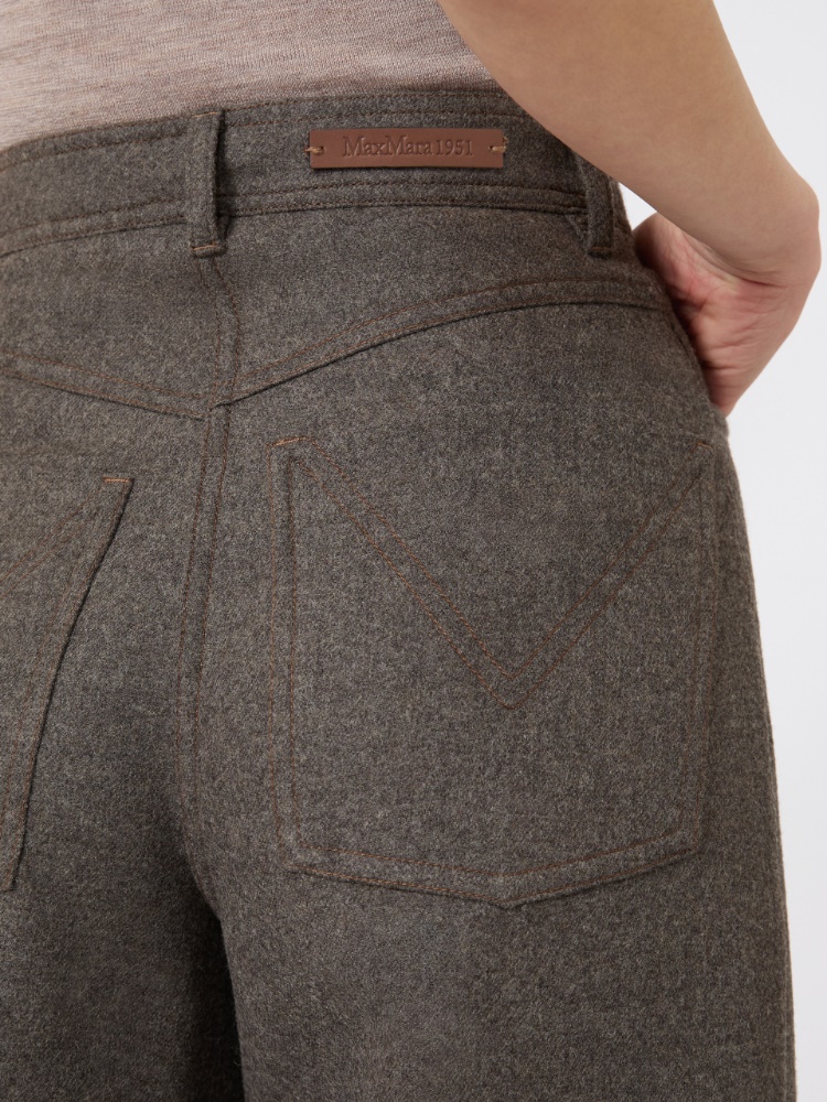 Szerokie spodnie z filcowanej wełny - BRĄZOWO-SZARY - Max Mara - 5