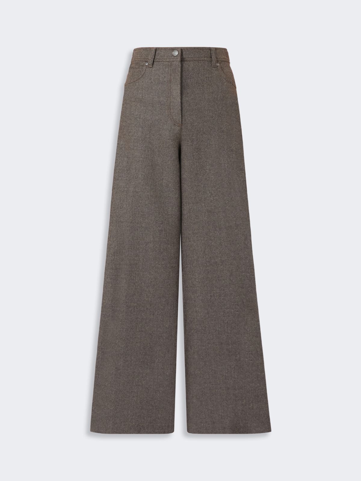Szerokie spodnie z filcowanej wełny - BRĄZOWO-SZARY - Max Mara - 6