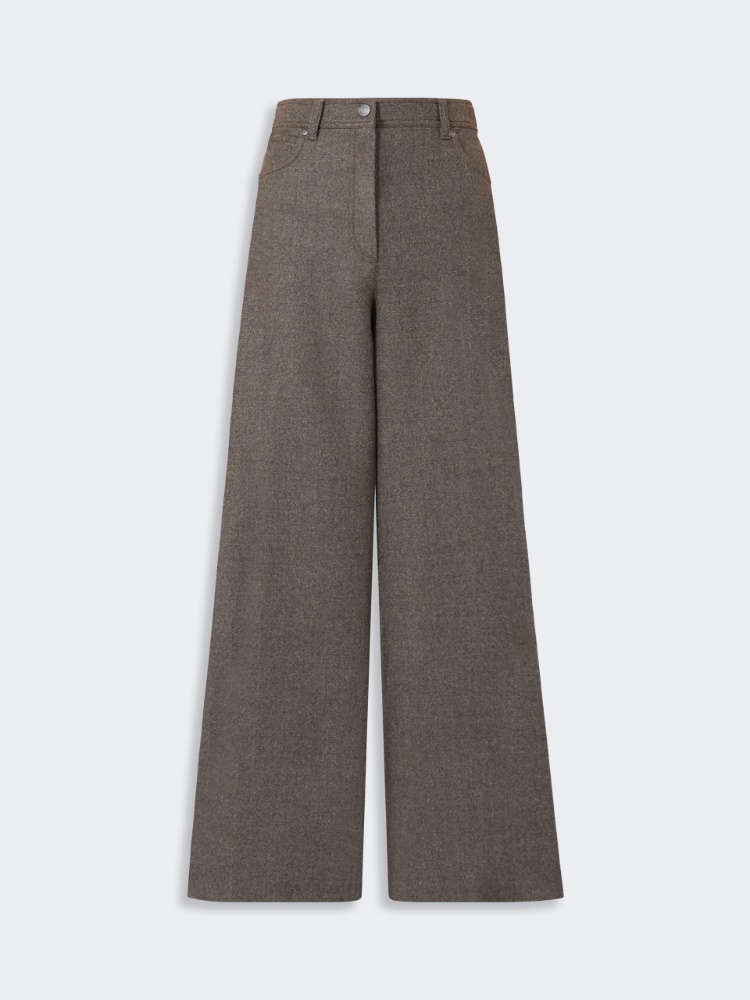 Szerokie spodnie z filcowanej wełny - BRĄZOWO-SZARY - Max Mara - 6