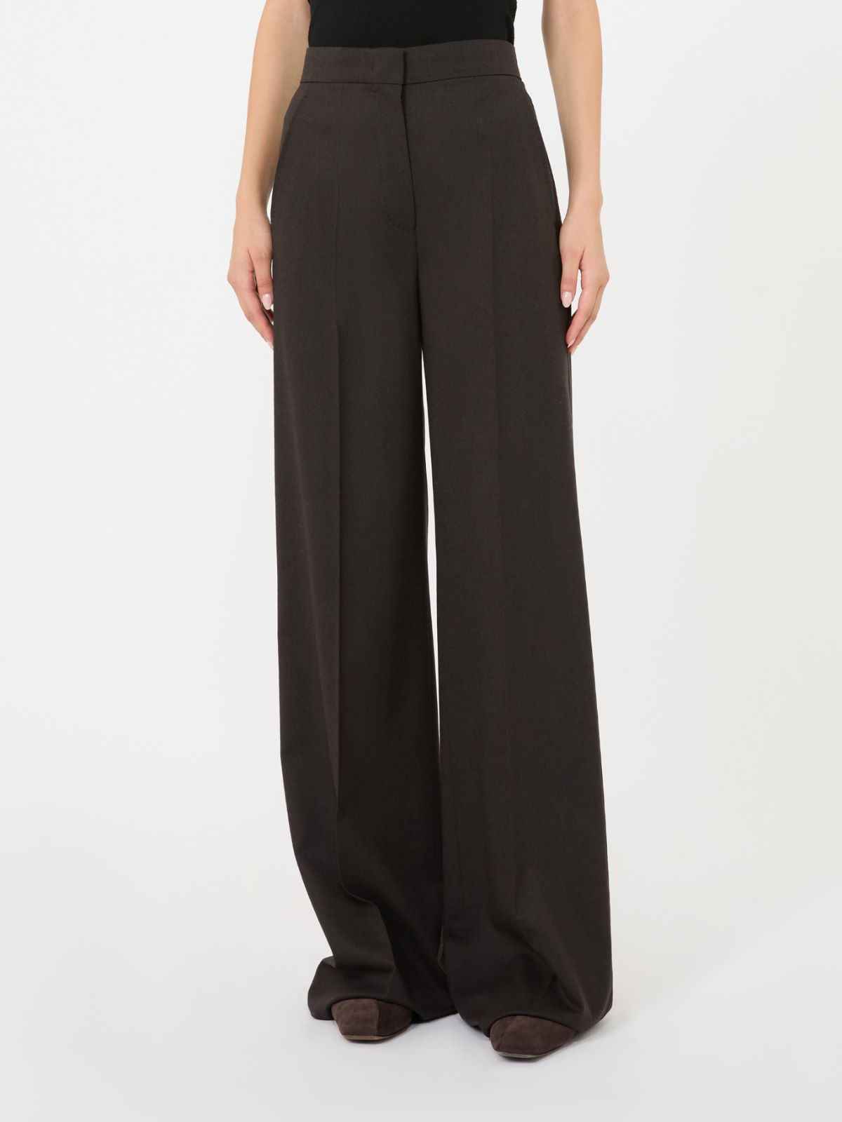 High-waisted wool trousers - DARK BROWN - Max Mara - 2