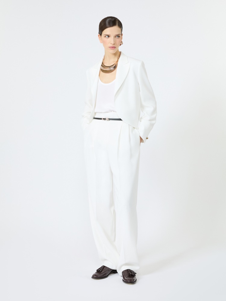 Slim-fit compact cady trousers - WHITE - 1