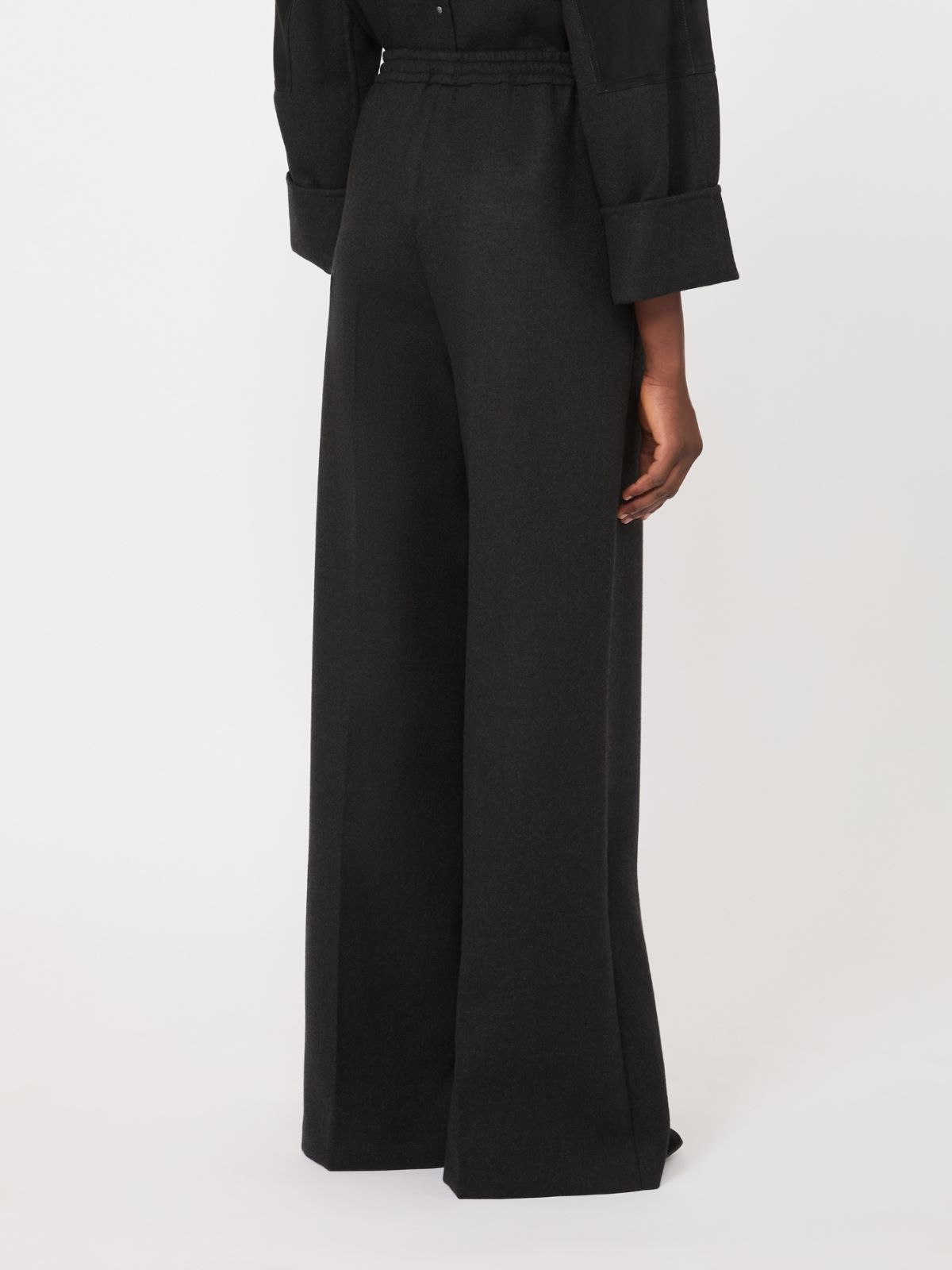 Wool flannel wide-leg trousers - DARK GREY - Max Mara - 3