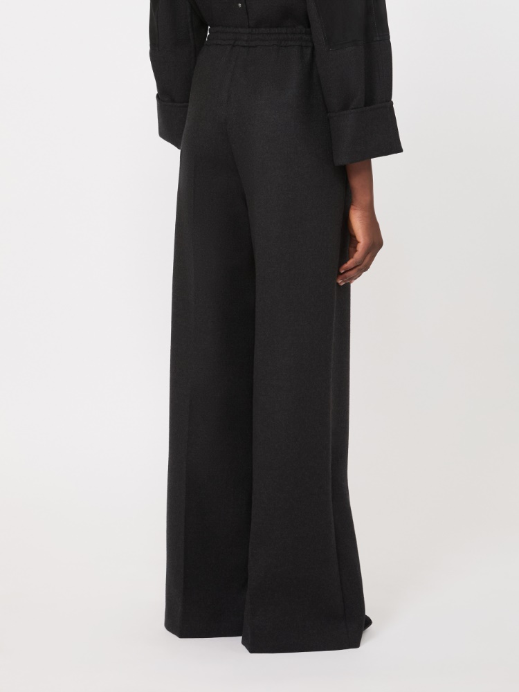 Wool flannel wide-leg trousers - DARK GREY - Max Mara - 3