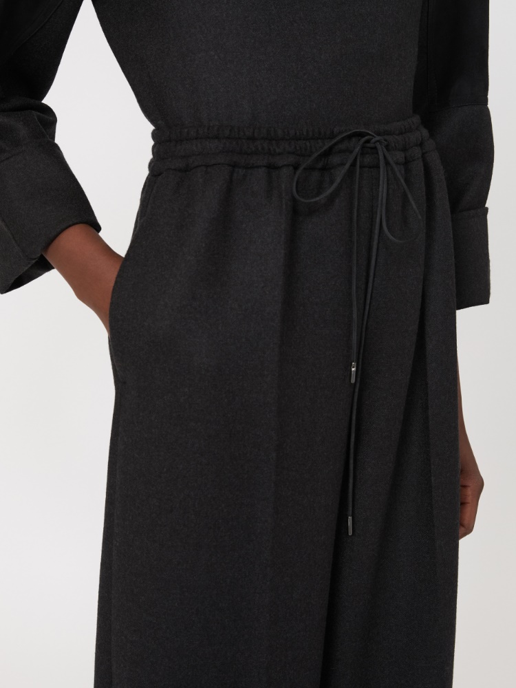 Wool flannel wide-leg trousers - DARK GREY - Max Mara - 4