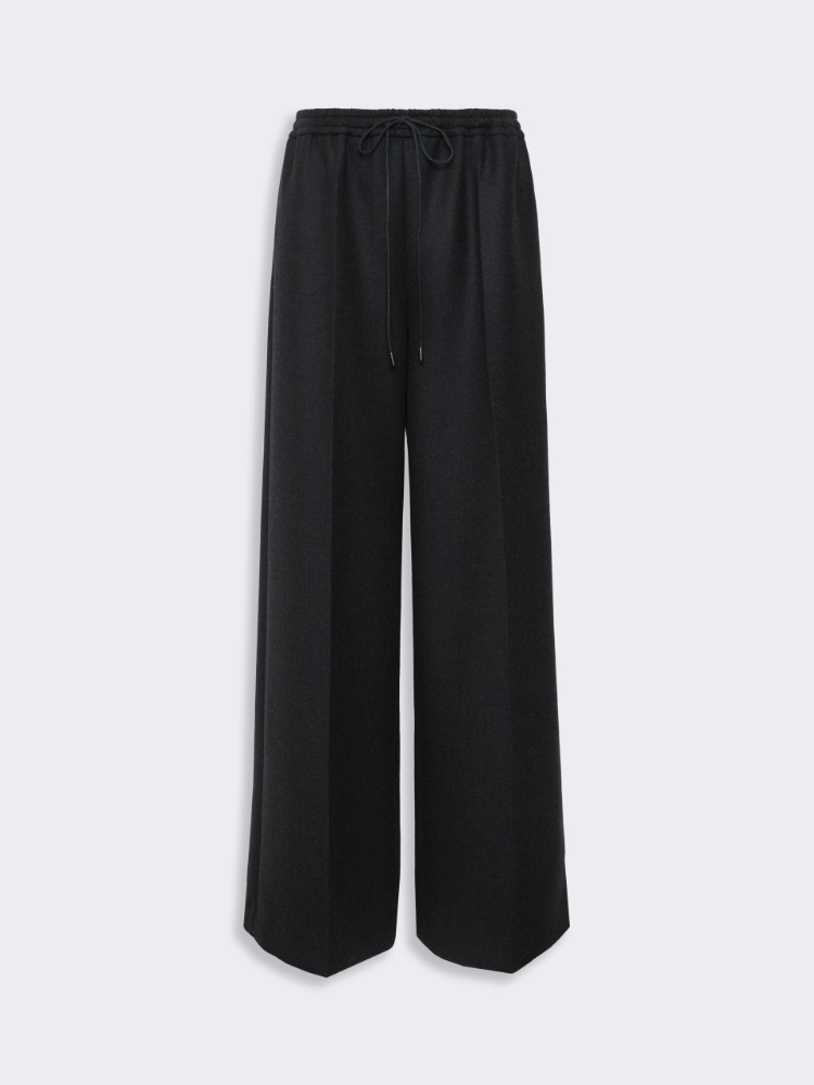 Wool flannel wide-leg trousers - DARK GREY