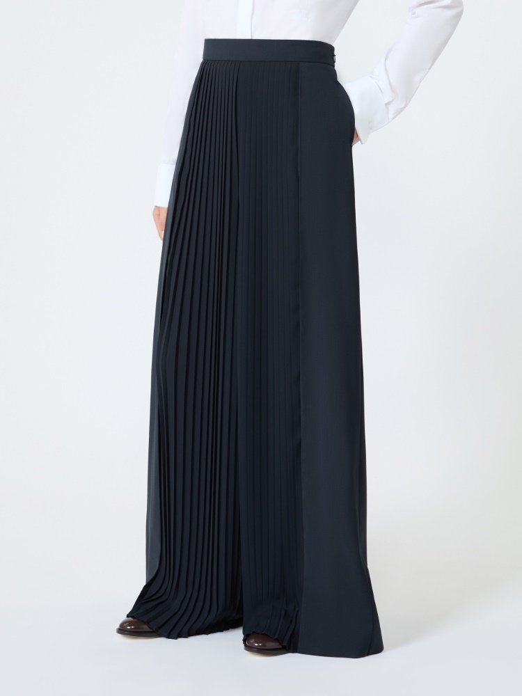 Wool trousers with plissé-pleated detail - ULTRAMARINE - 2