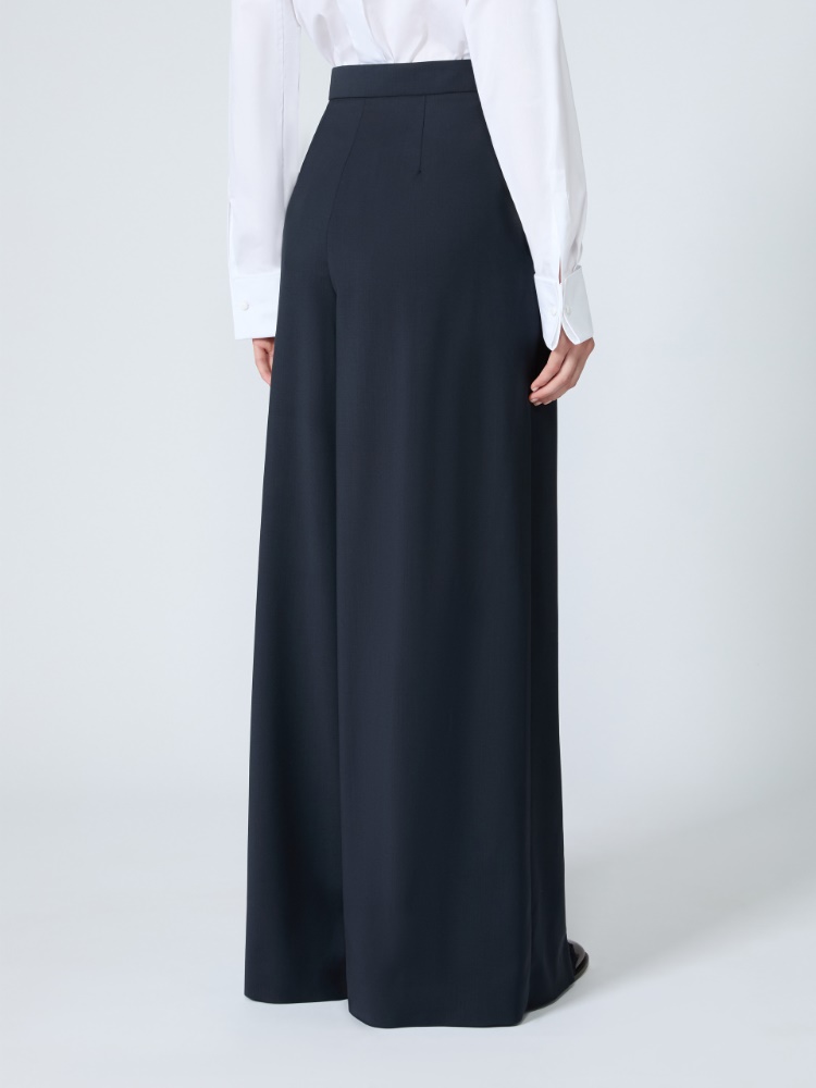 Wool trousers with plissé-pleated detail - ULTRAMARINE - 3