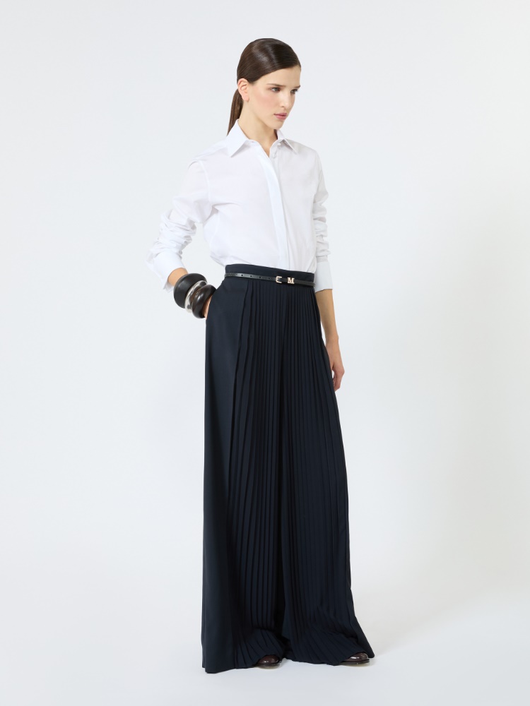 Wool trousers with plissé-pleated detail - ULTRAMARINE - 1