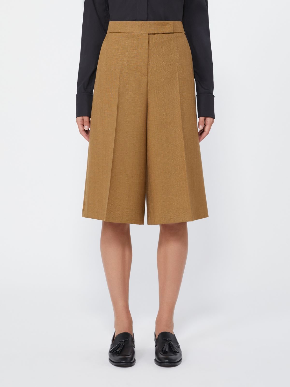 Slub wool canvas Bermuda shorts - CAMEL - Max Mara - 2