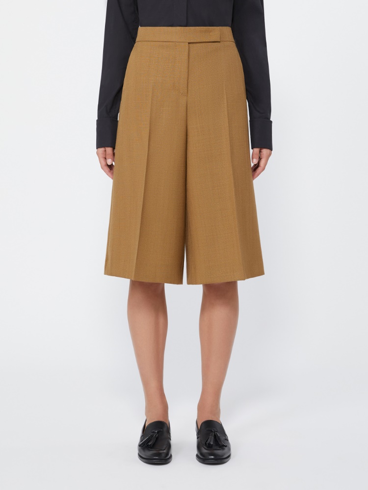 Slub wool canvas Bermuda shorts - CAMEL - Max Mara - 2