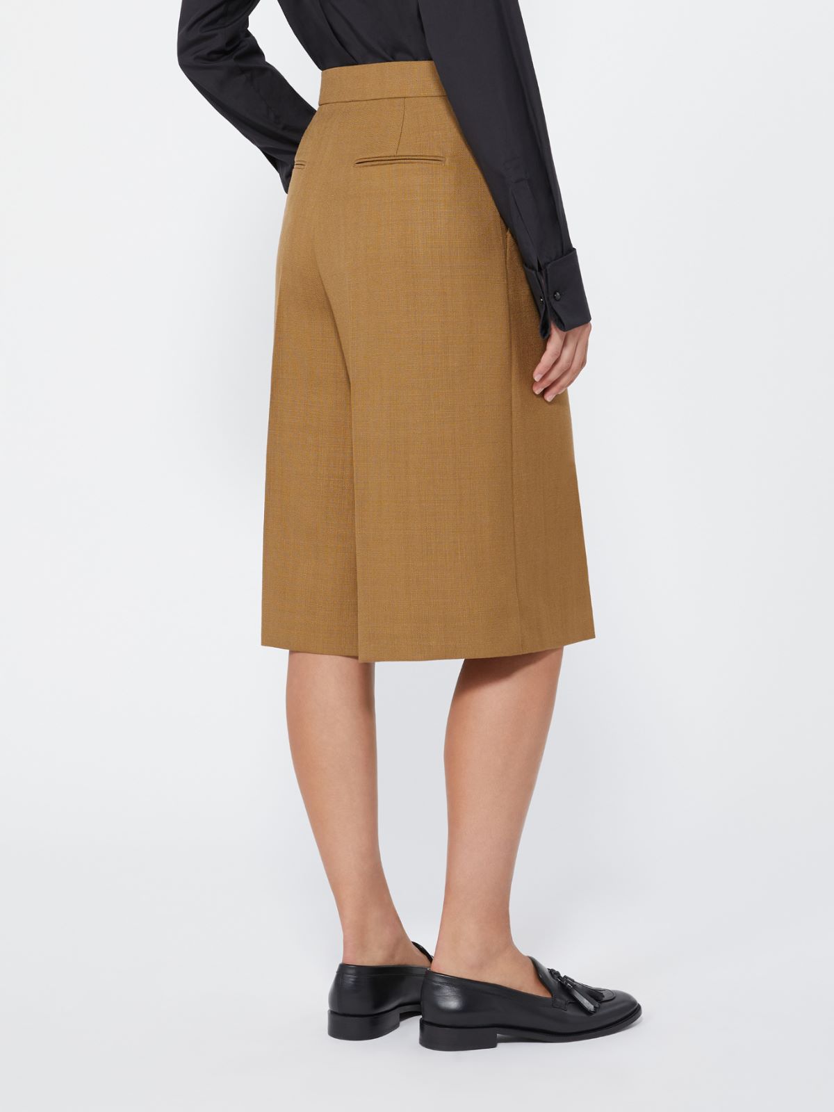 Slub wool canvas Bermuda shorts - CAMEL - Max Mara - 3