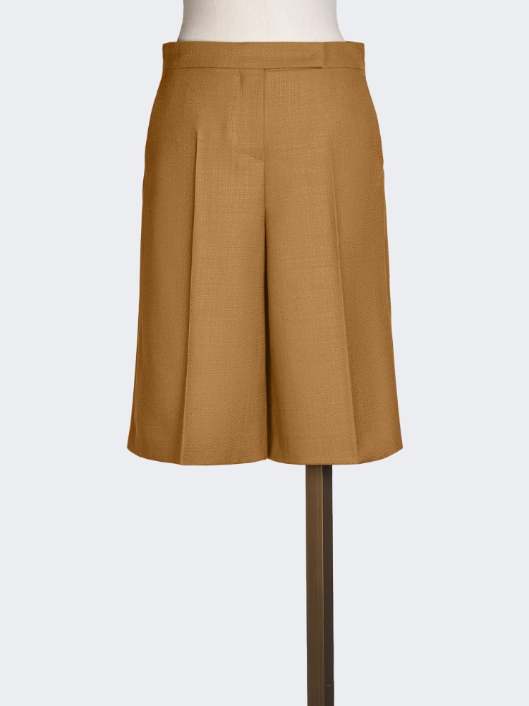 Slub wool canvas Bermuda shorts - CAMEL - Max Mara - 4