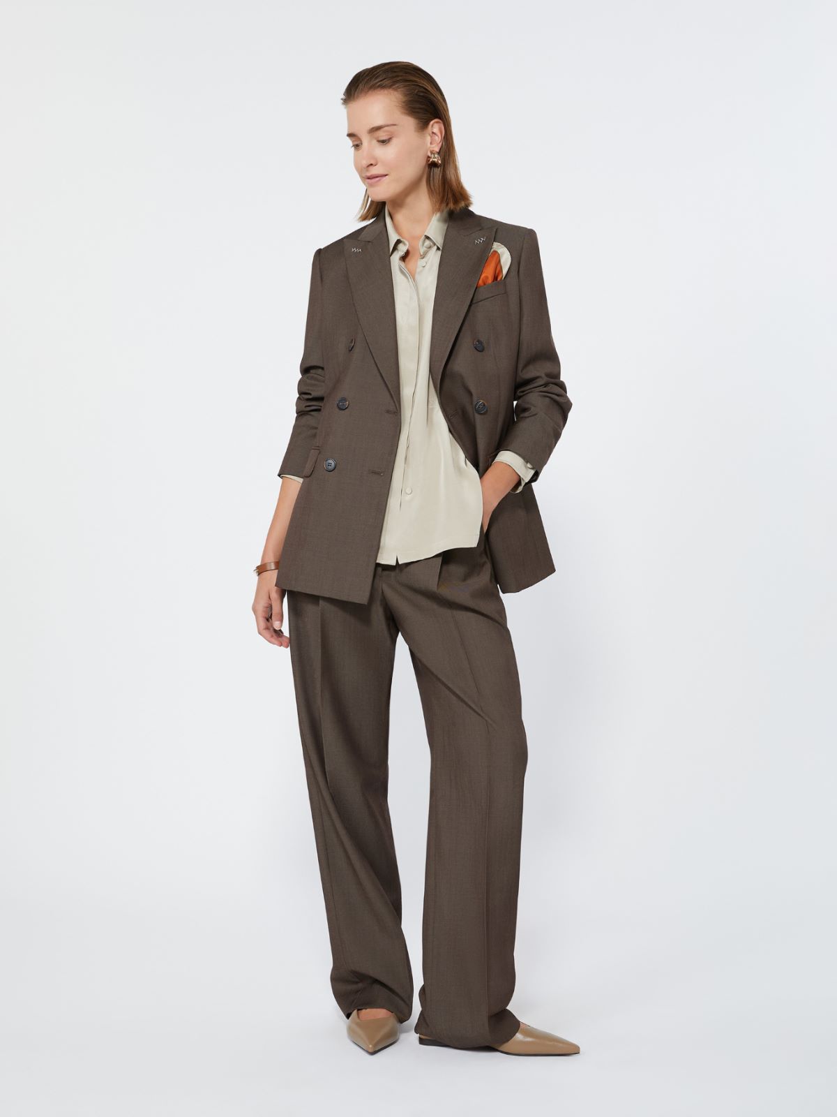 Wool gabardine trousers - TOBACCO - Max Mara