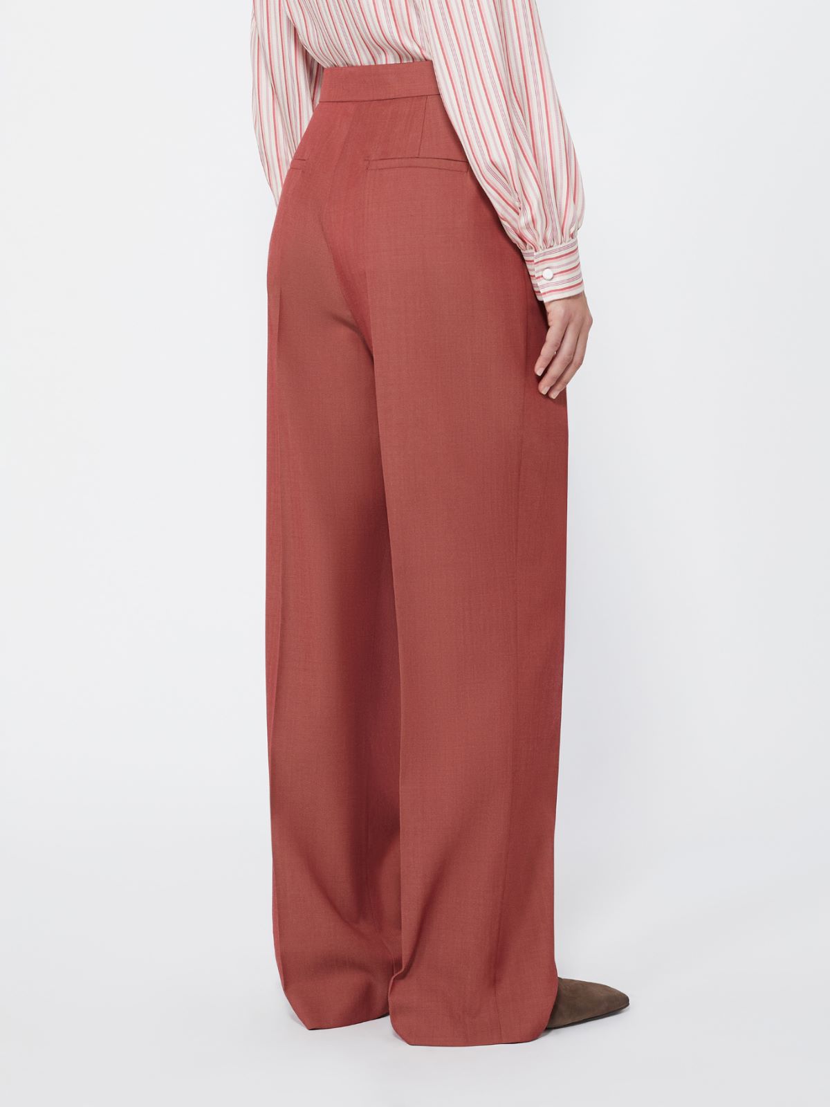 Wool gabardine trousers - RED - Max Mara - 3