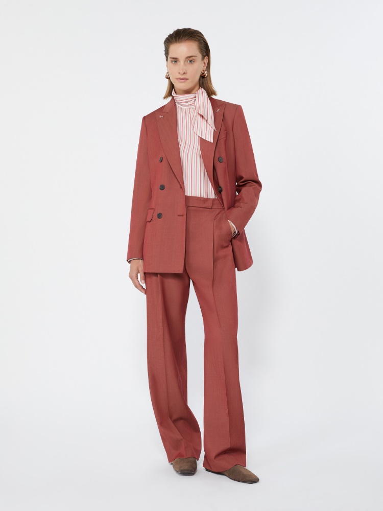 Wool gabardine trousers - RED - Max Mara