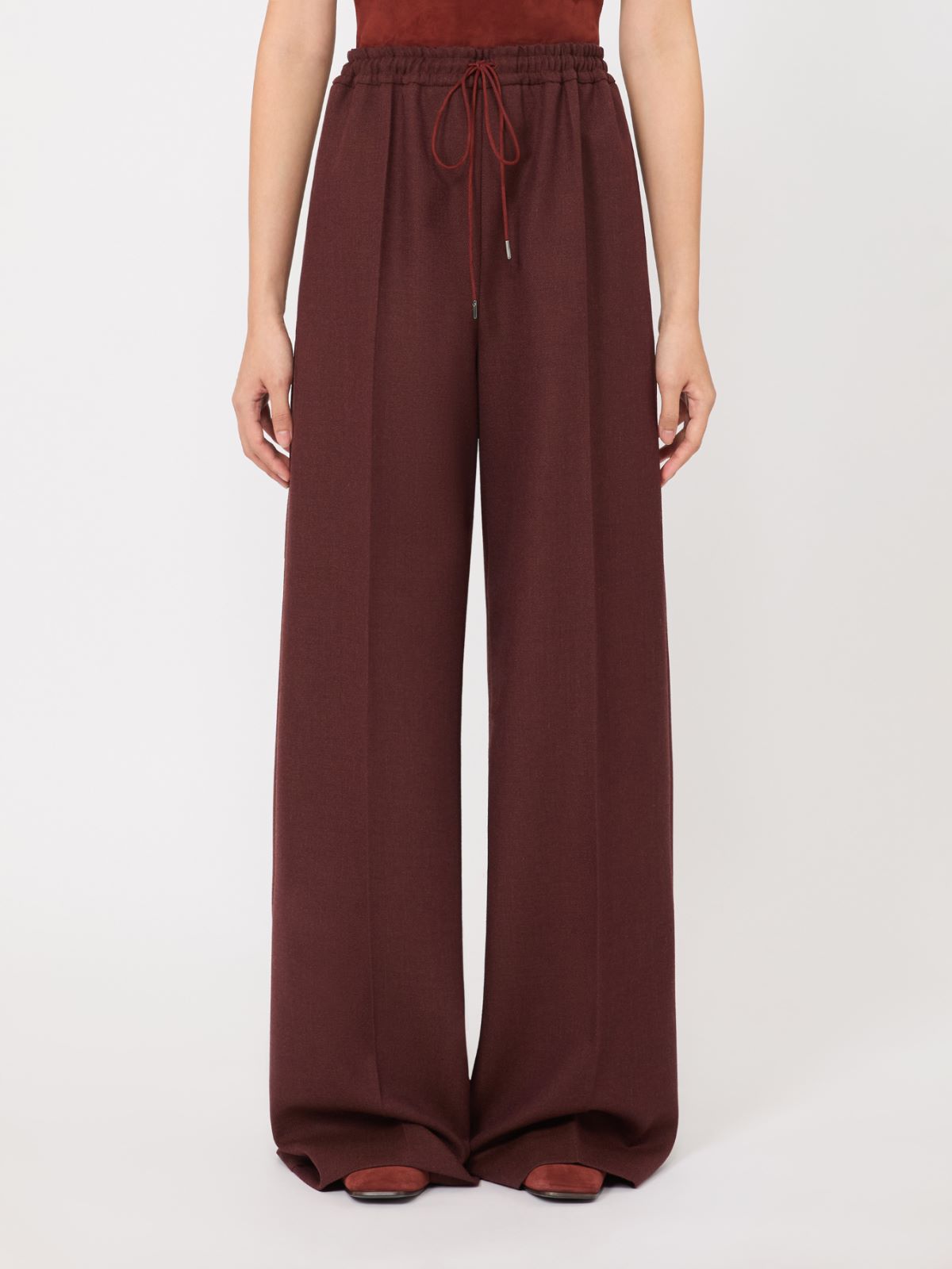 Denim-effect wool wide-leg trousers - RUST - Max Mara - 2