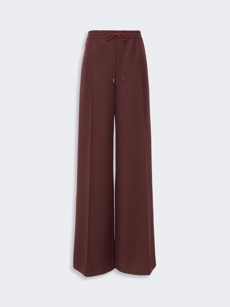 Denim-effect wool wide-leg trousers - RUST
