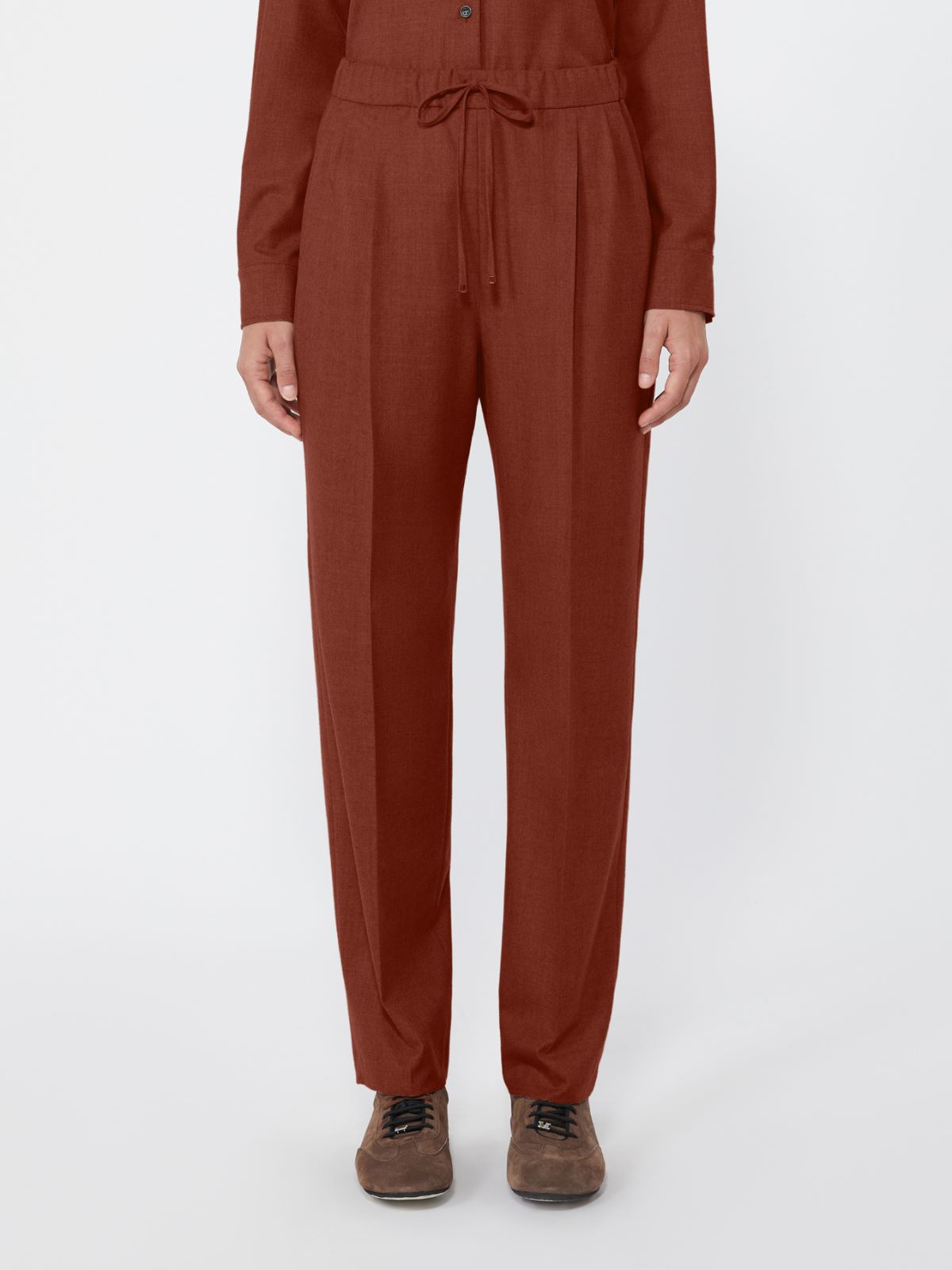 Cashmere foule trousers - BRICK RED - Max Mara - 2