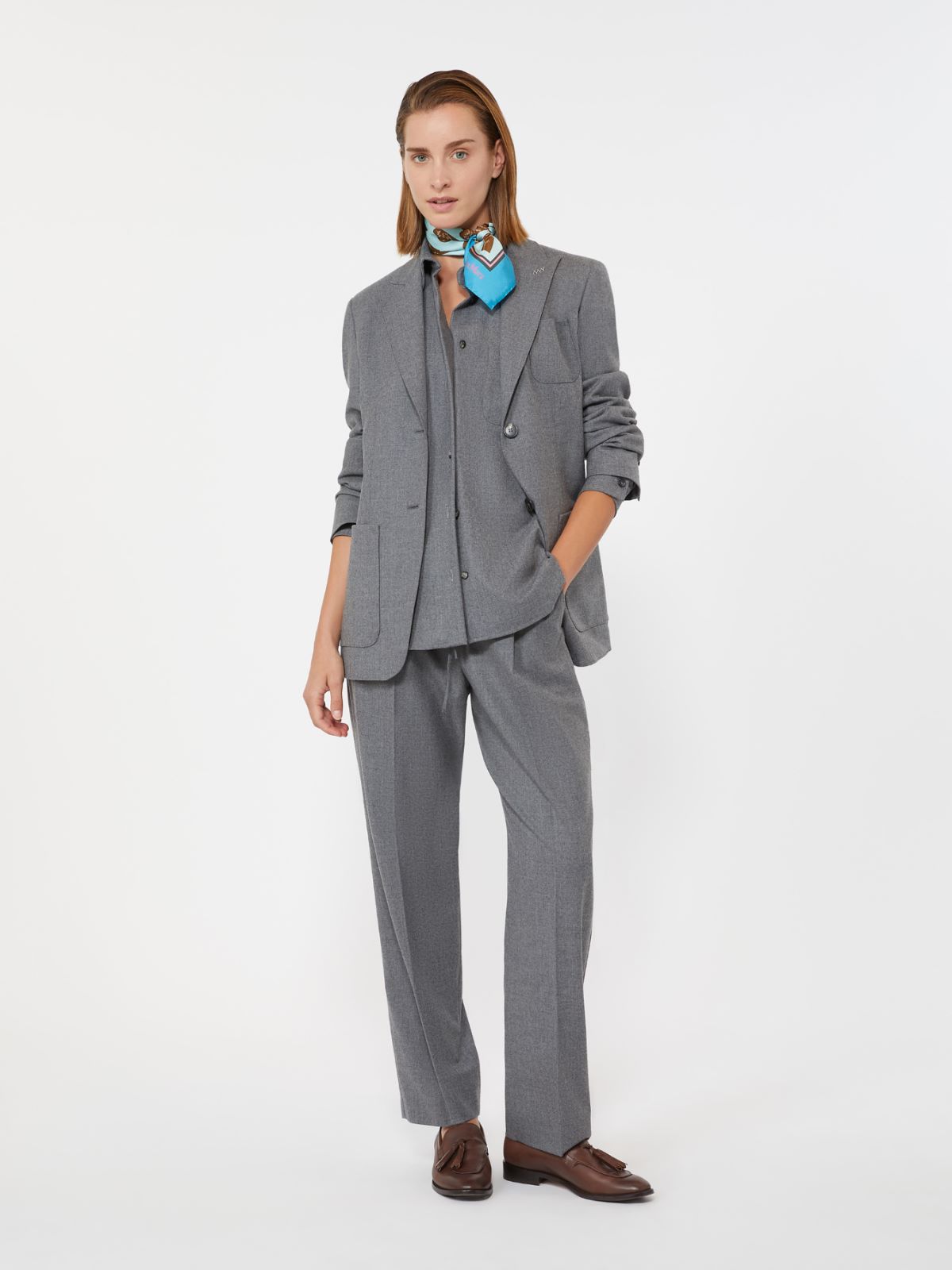 Cashmere foule trousers - MEDIUM GREY - Max Mara
