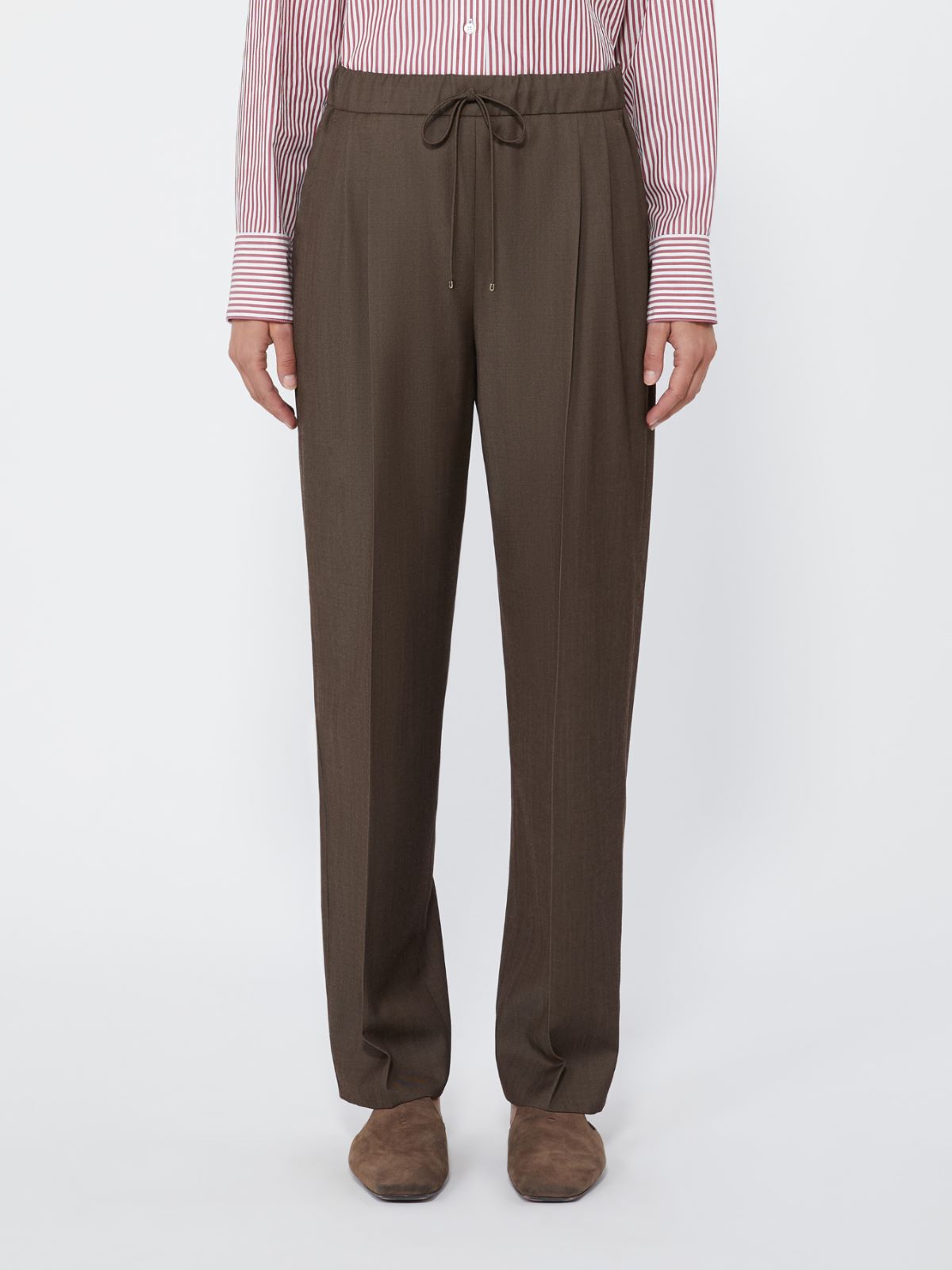 Wool gabardine drawstring trousers - TOBACCO - Max Mara - 2