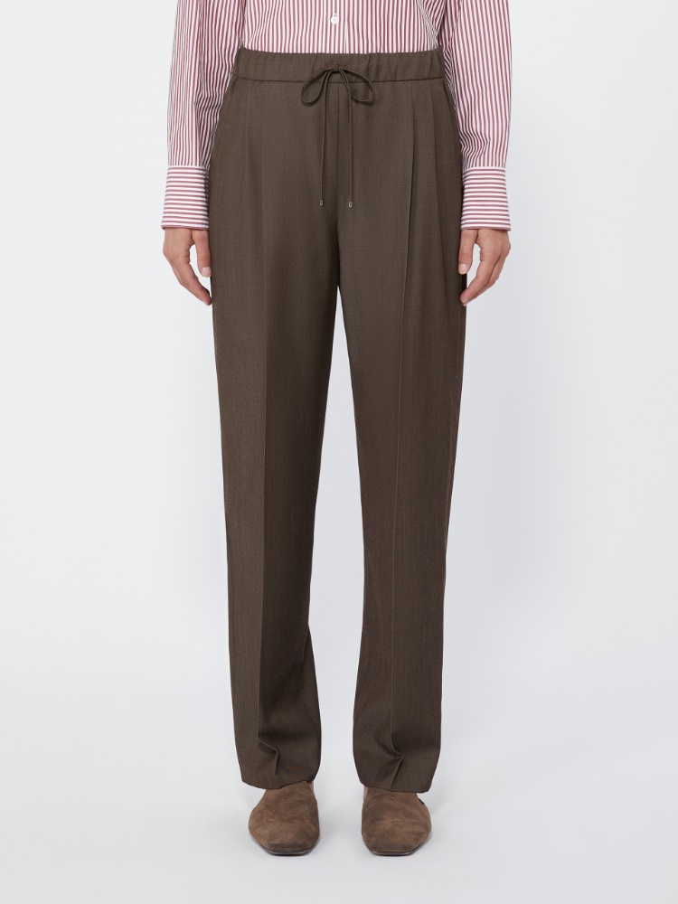 Wool gabardine drawstring trousers - TOBACCO - Max Mara - 2