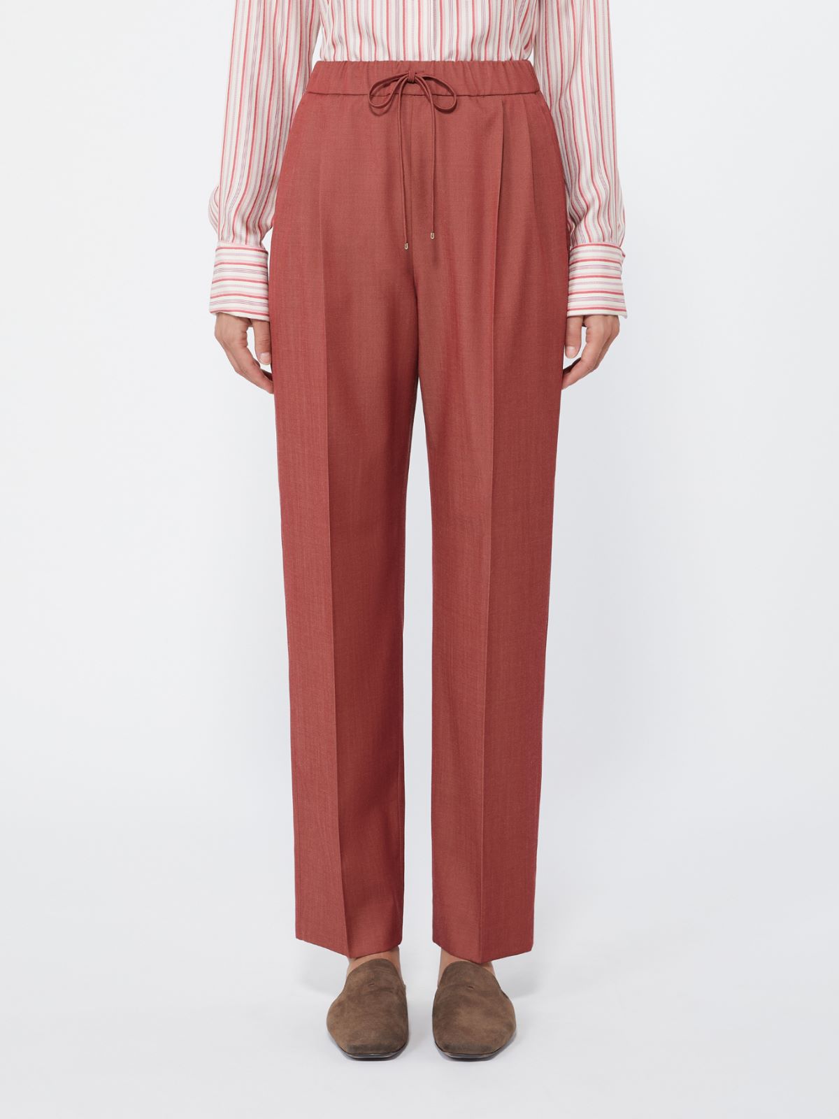 Wool gabardine drawstring trousers - RED - Max Mara - 2