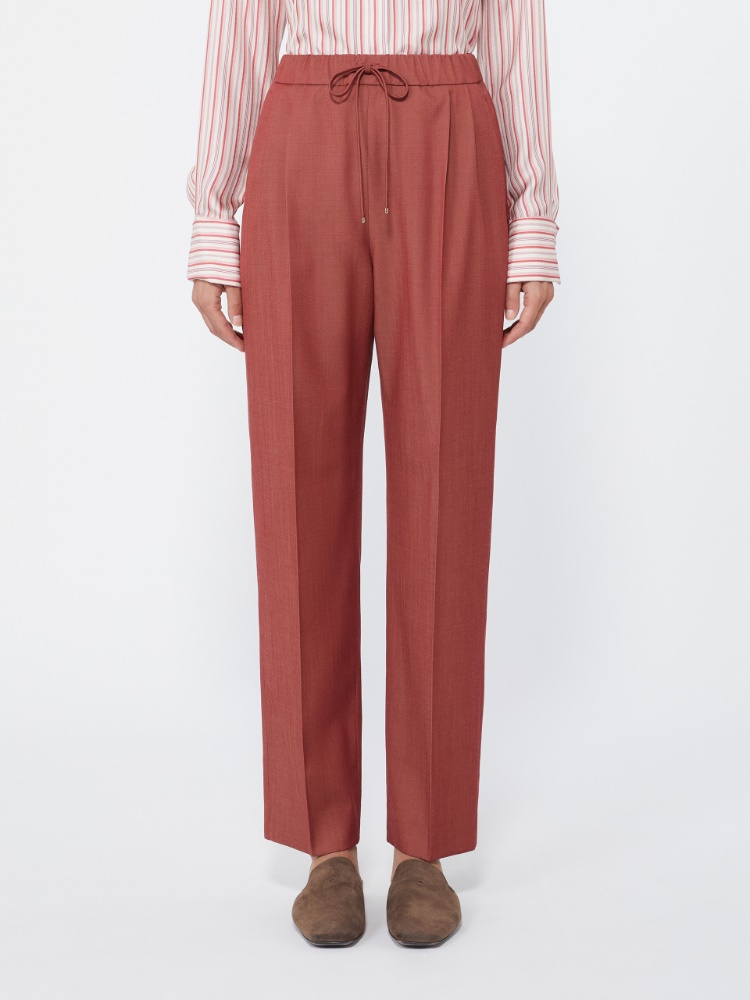 Wool gabardine drawstring trousers - RED - Max Mara - 2