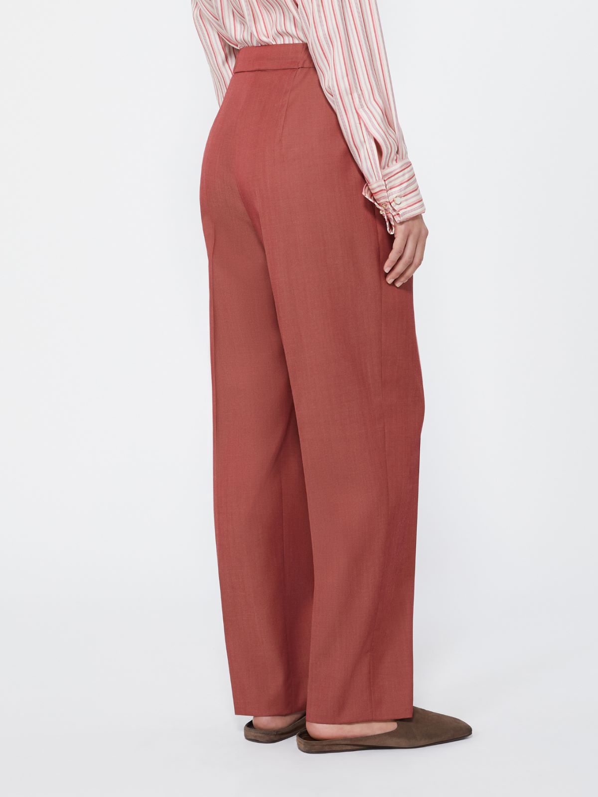 Wool gabardine drawstring trousers - RED - Max Mara - 3