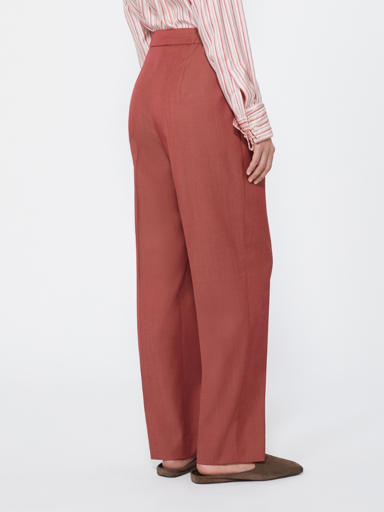 Wool gabardine drawstring trousers - RED - Max Mara - 3