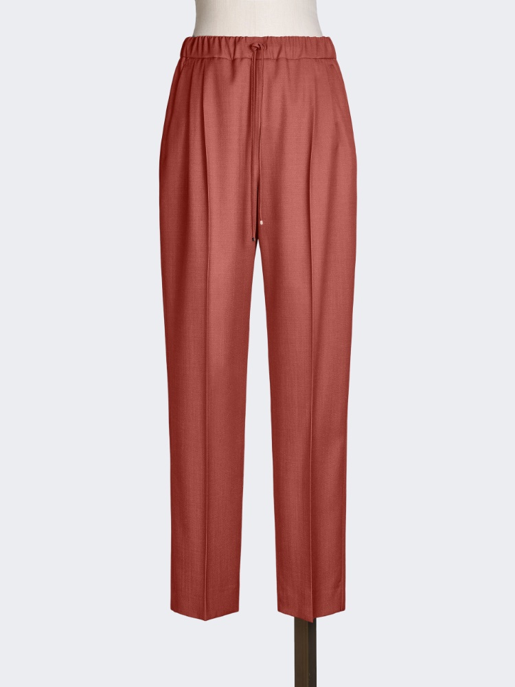 Wool gabardine drawstring trousers - RED - Max Mara - 4