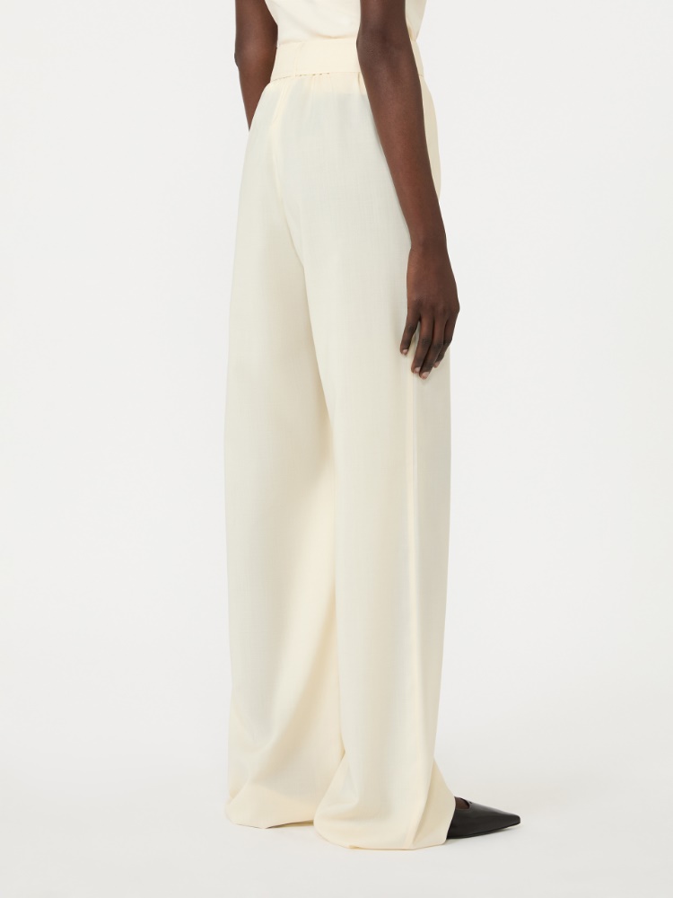 Wool trousers with belt - IVORY - 3