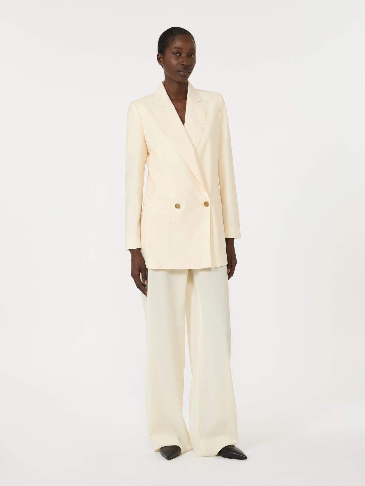 Wool trousers with belt - IVORY