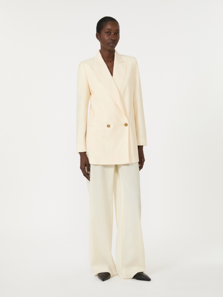 Wool trousers with belt - IVORY
