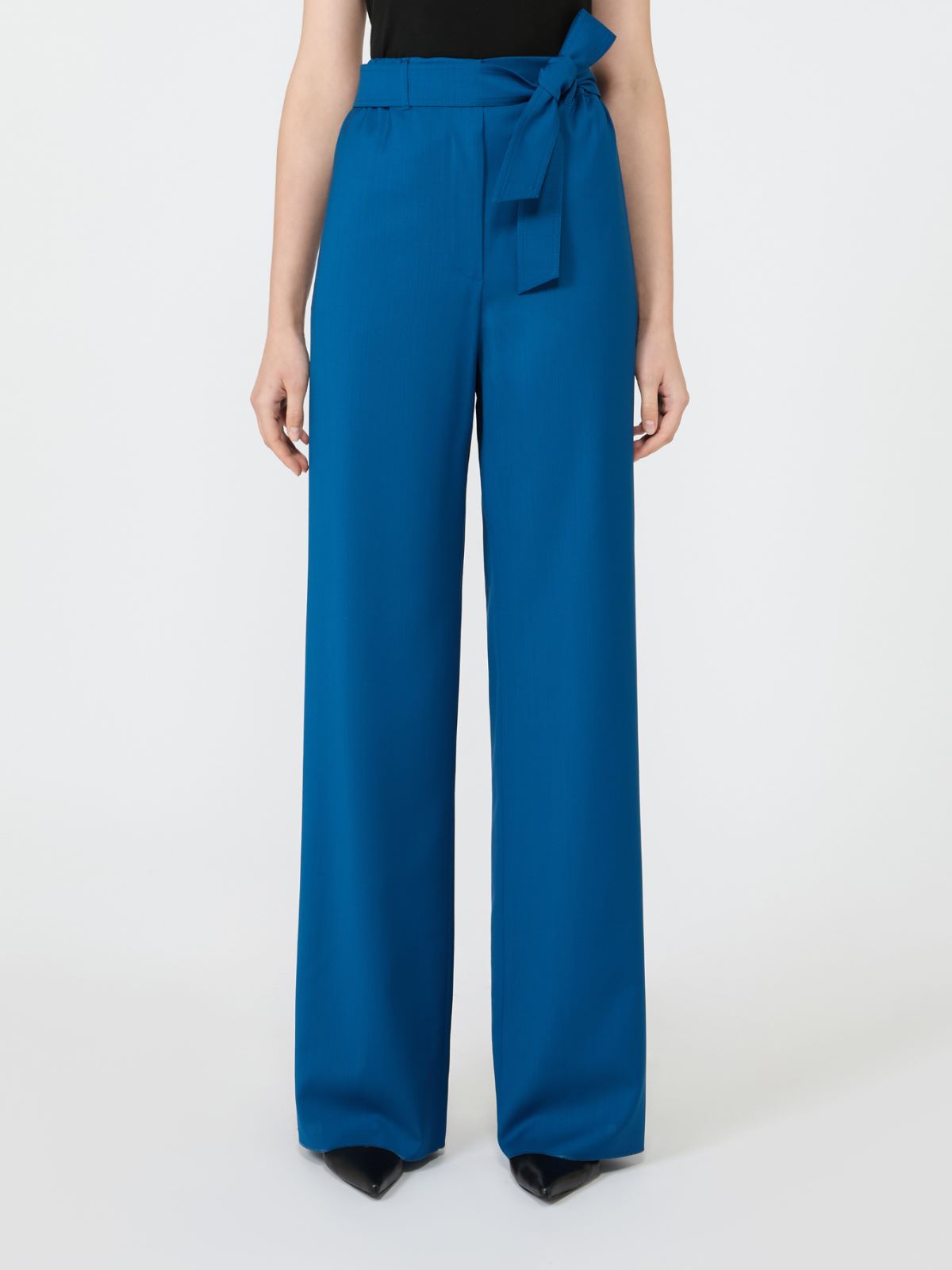 Wool trousers with belt - NAVY - Max Mara - 2