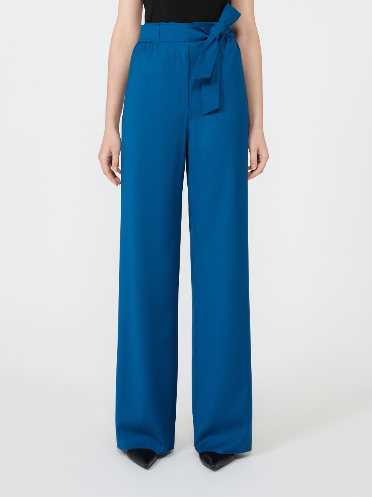 Wool trousers with belt - NAVY - Max Mara - 2