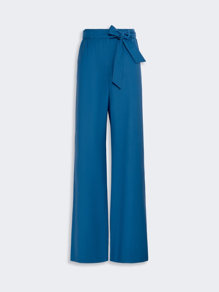 Wool trousers with belt - NAVY
