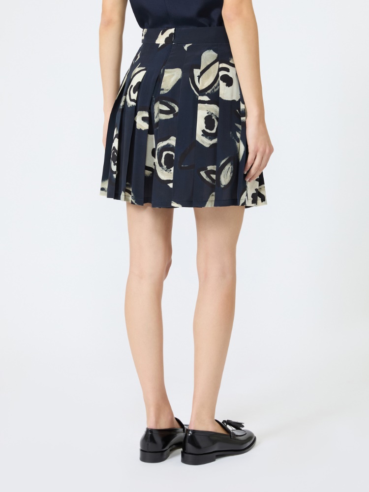 Printed silk crepe de chine shorts - ULTRAMARINE - 3