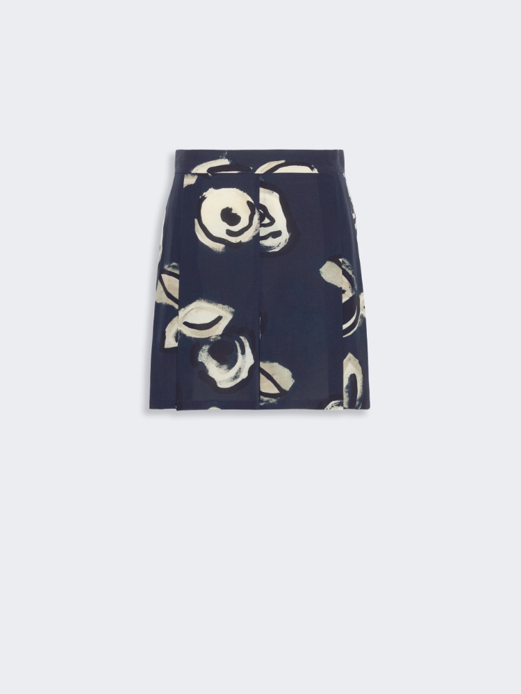 Printed silk crepe de chine shorts - ULTRAMARINE