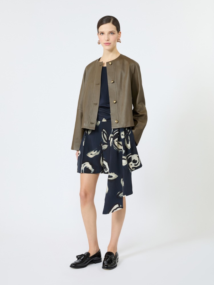 Printed silk crepe de chine shorts - ULTRAMARINE - 1