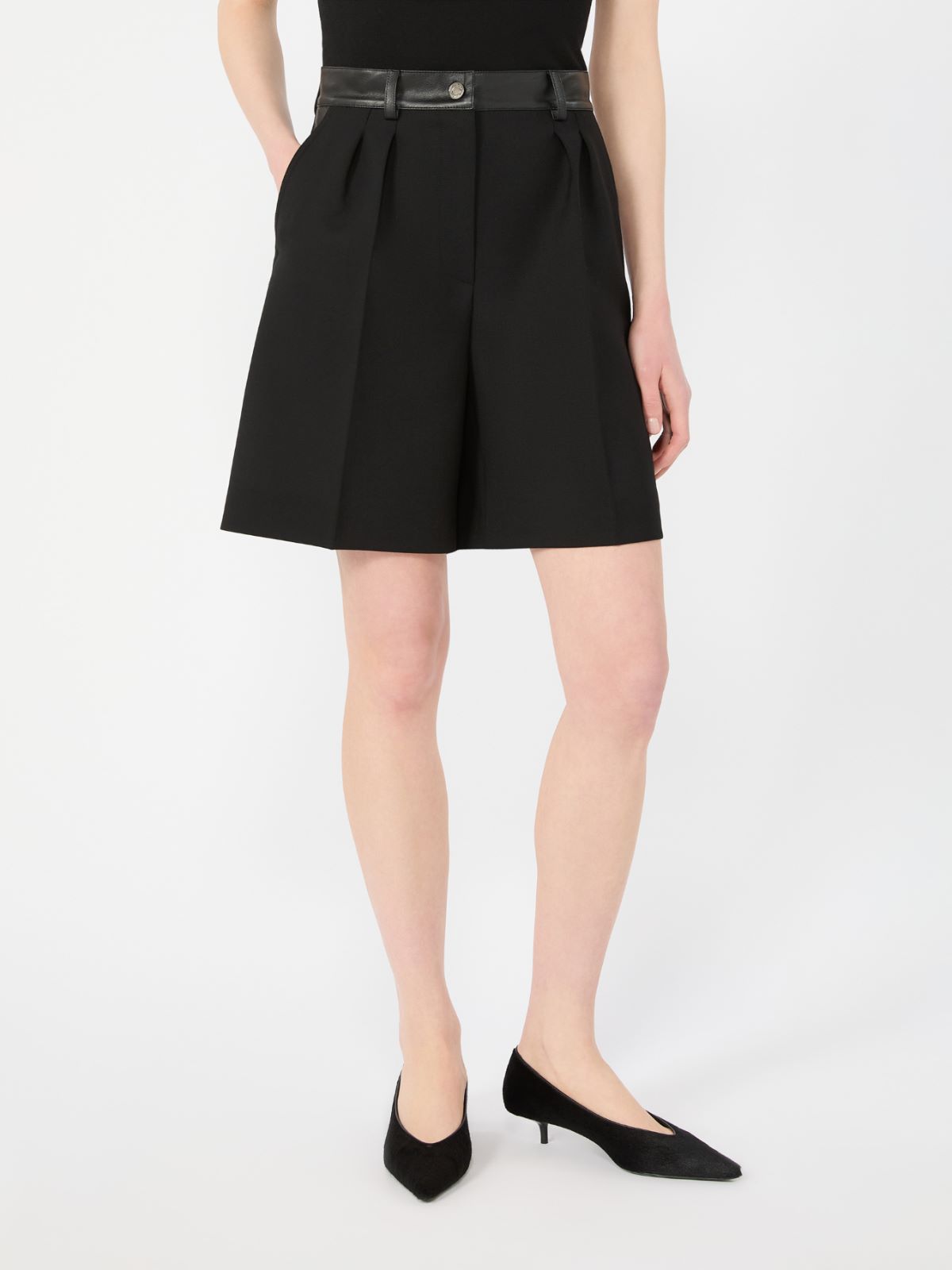 Woollen cloth Bermuda shorts - BLACK - Max Mara - 2
