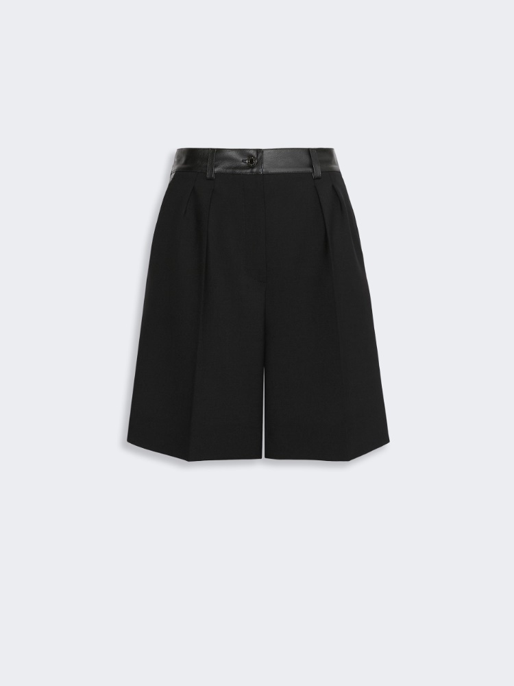 Woollen cloth Bermuda shorts - BLACK