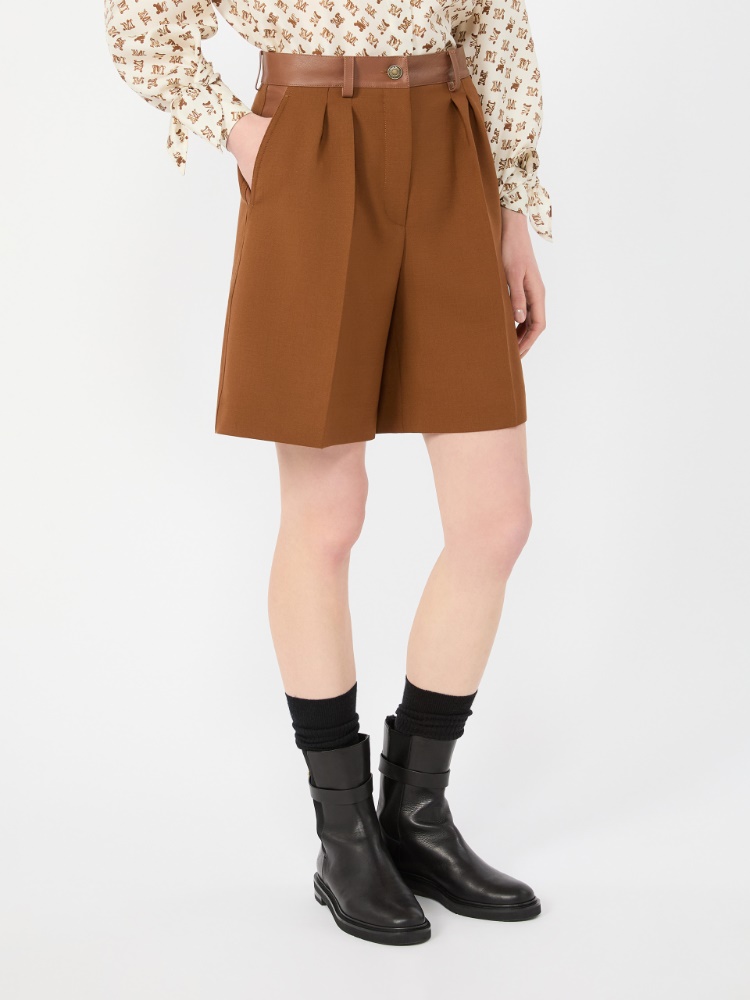 Woollen cloth Bermuda shorts - TOBACCO - Max Mara - 2