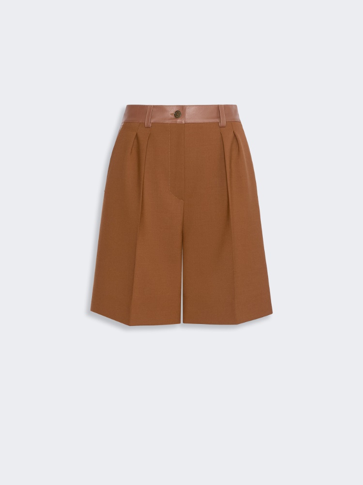 Woollen cloth Bermuda shorts - TOBACCO
