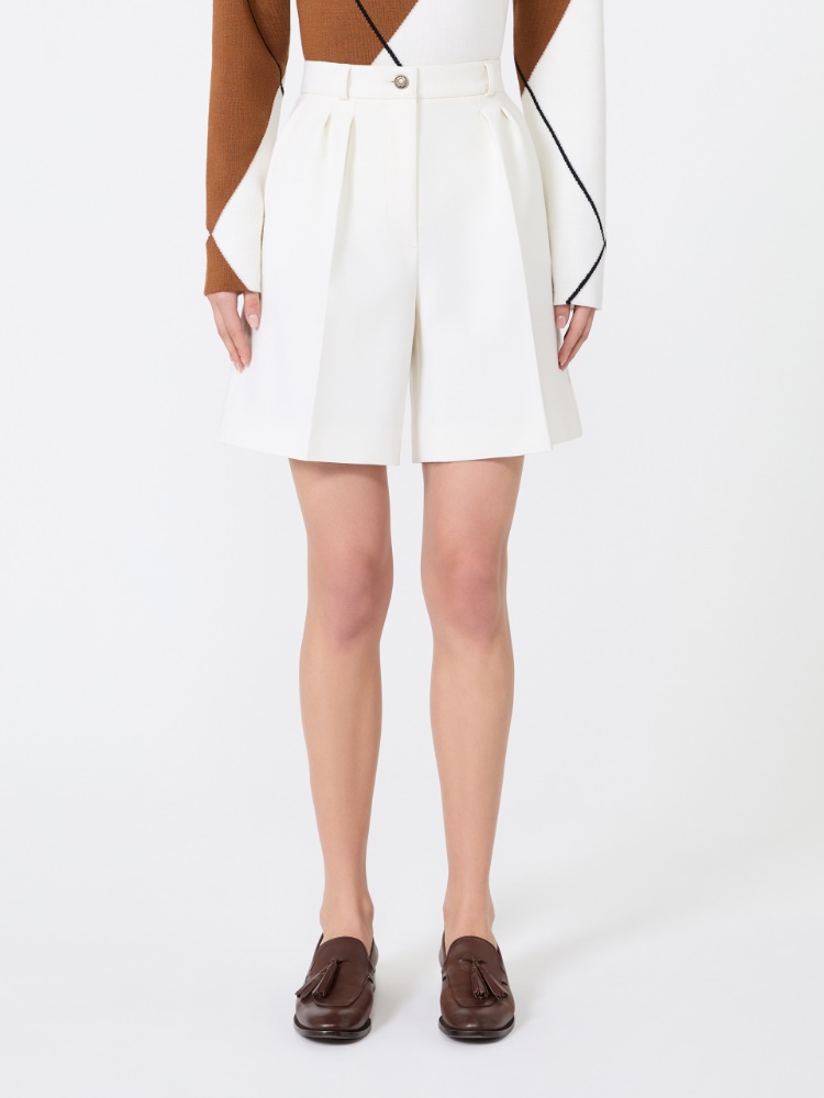 Double woollen cloth Bermuda shorts - WHITE - Max Mara - 2