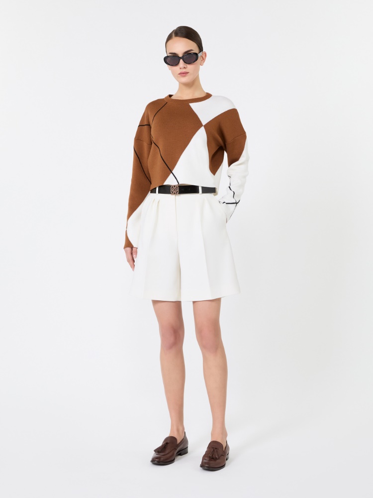 Double woollen cloth Bermuda shorts - WHITE - Max Mara